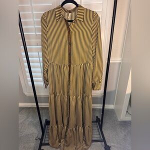 Free People Medina Maxi Dress Small Yellow Blue Stripe